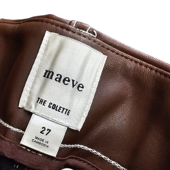 Anthropologie Maeve The Colette Cropped Wide Leg Pant,Faux-Leather, Stitch, 27 - Picture 4 of 10